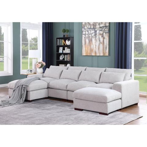 Biaggio Linen Blend Sectional With 2 Ottomans,Sectional Couch with Getting the Most Out of Your Essick Sectional Sofa Light Gray Linen a Deep Dive